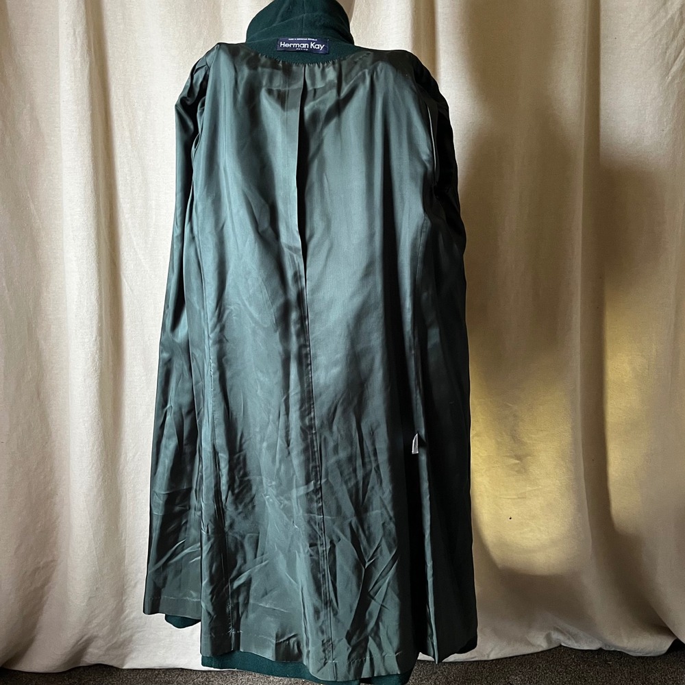 Herman Kay Petite Green Wool Coat Sz 8P Double Breasted Vintage 90s - Picture 7 of 9